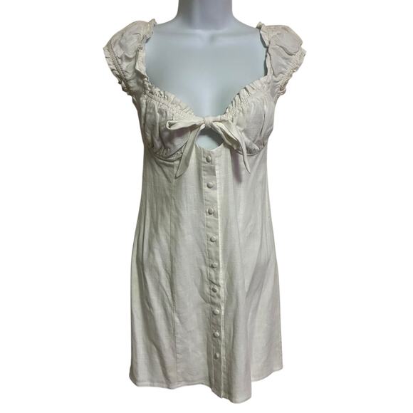 Polly Eloise Linen Blend Tie Front Mini Dress Womens Size 4 - Picture 2 of 9